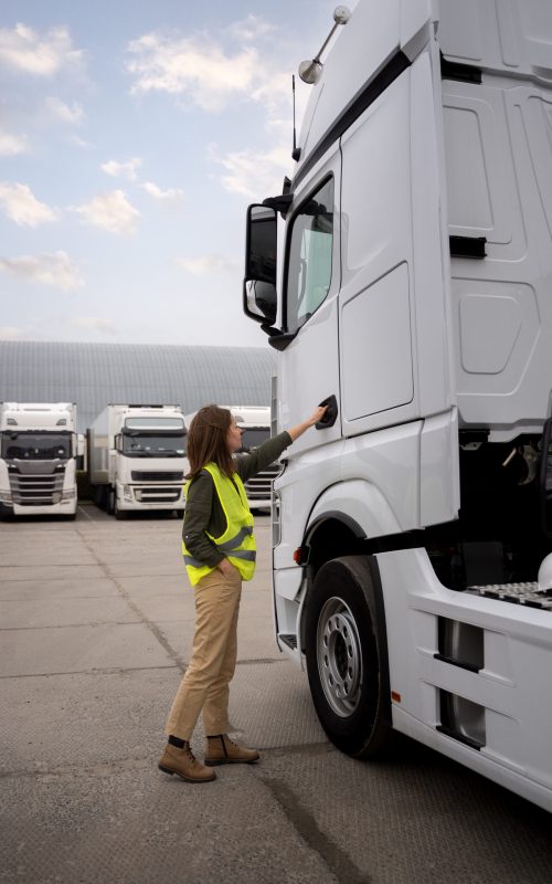 full-shot-woman-fixing-truck