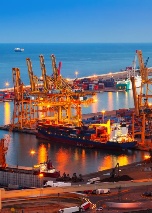 Port de Barcelona in night -  commercial/industrial port (Barcelona Free Port)